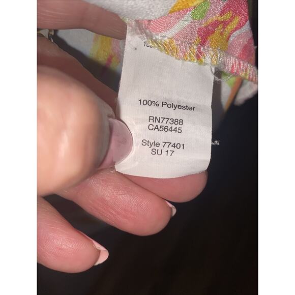 J Crew Womens Blouse Tropical Print Round Neck Cap Sleeve Size Small - Picture 5 of 11